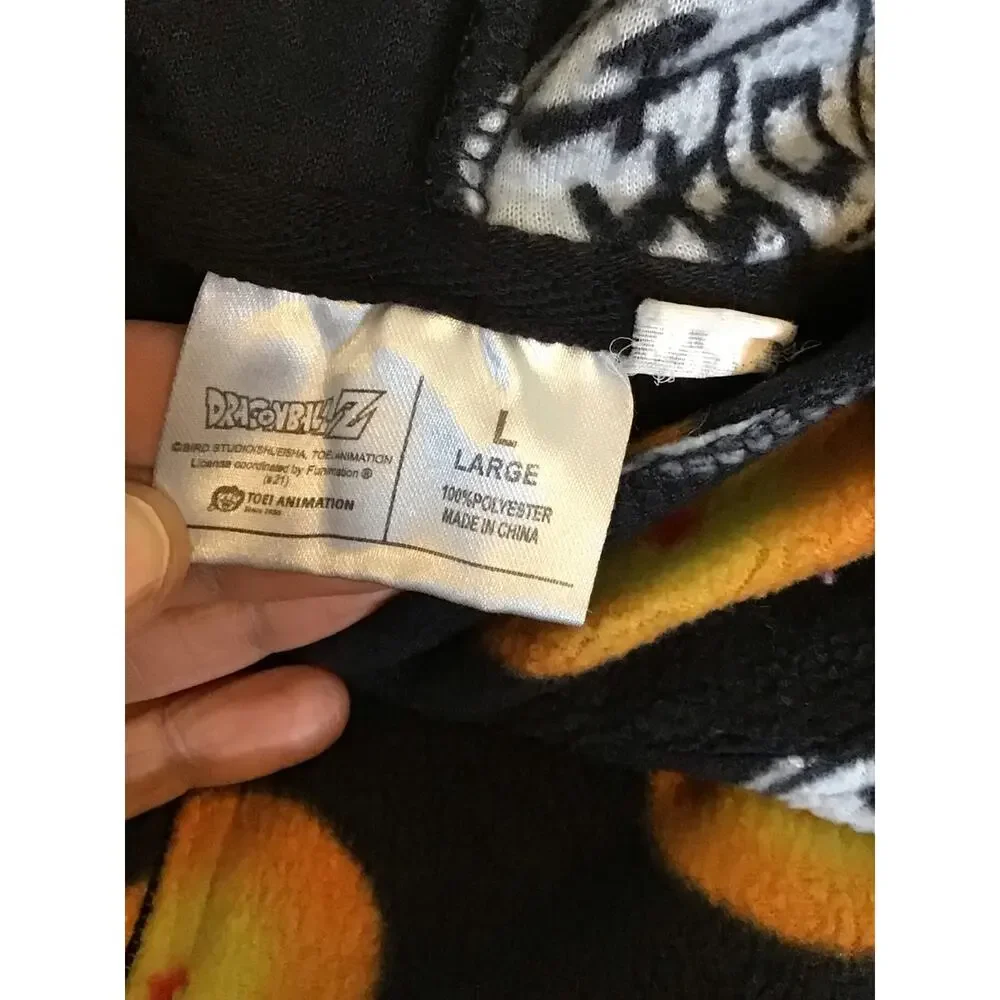Dragonball Z Fleece One piece hooded Pajamas Sz. Lrg Black EUC Loungewear